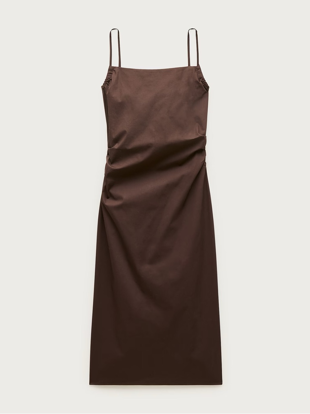 J. Crew Chocolate Brown Spaghetti-Strap Midi Dress